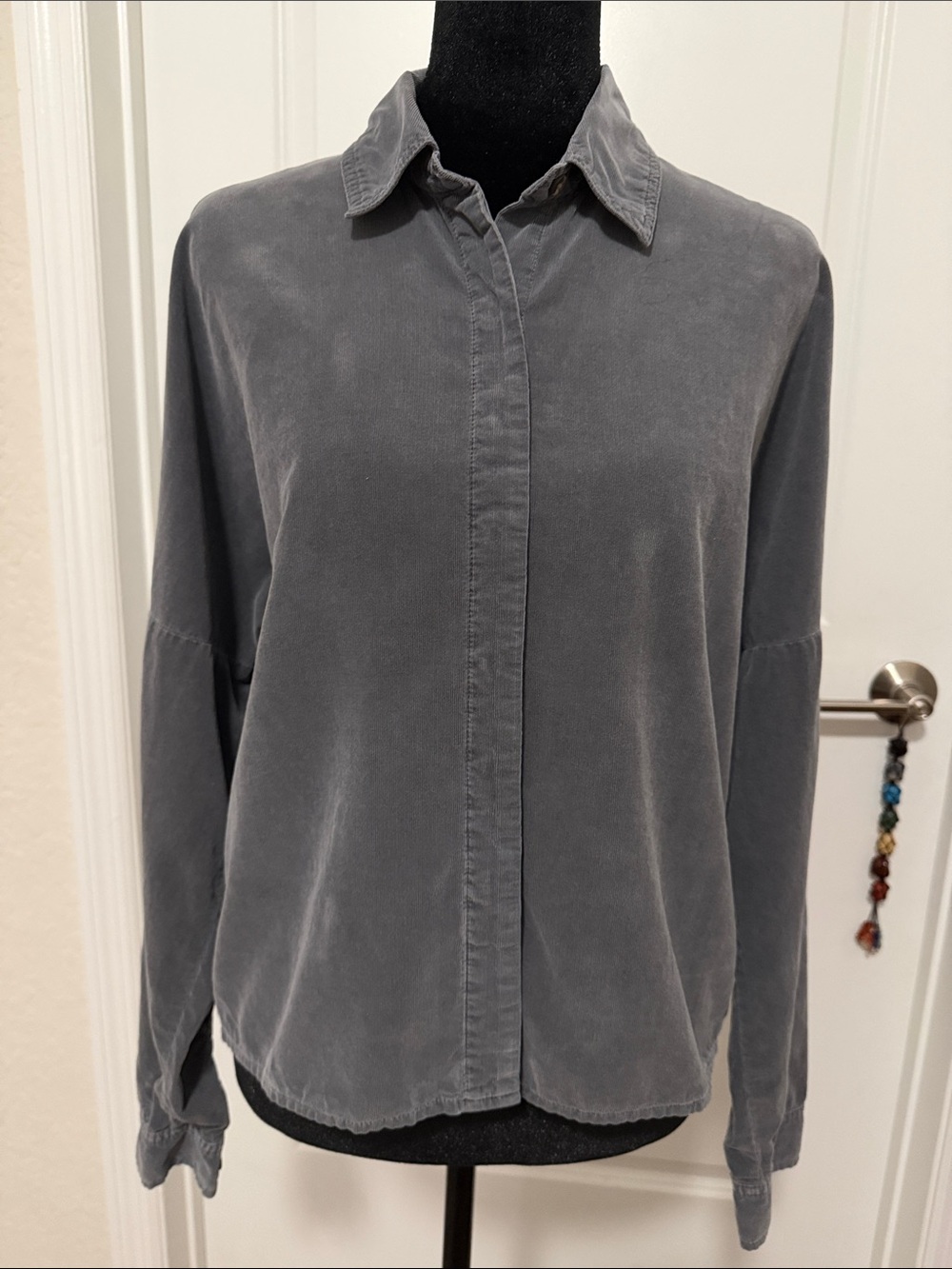 XCVI Slate Gray Washed Button-Down Shirt